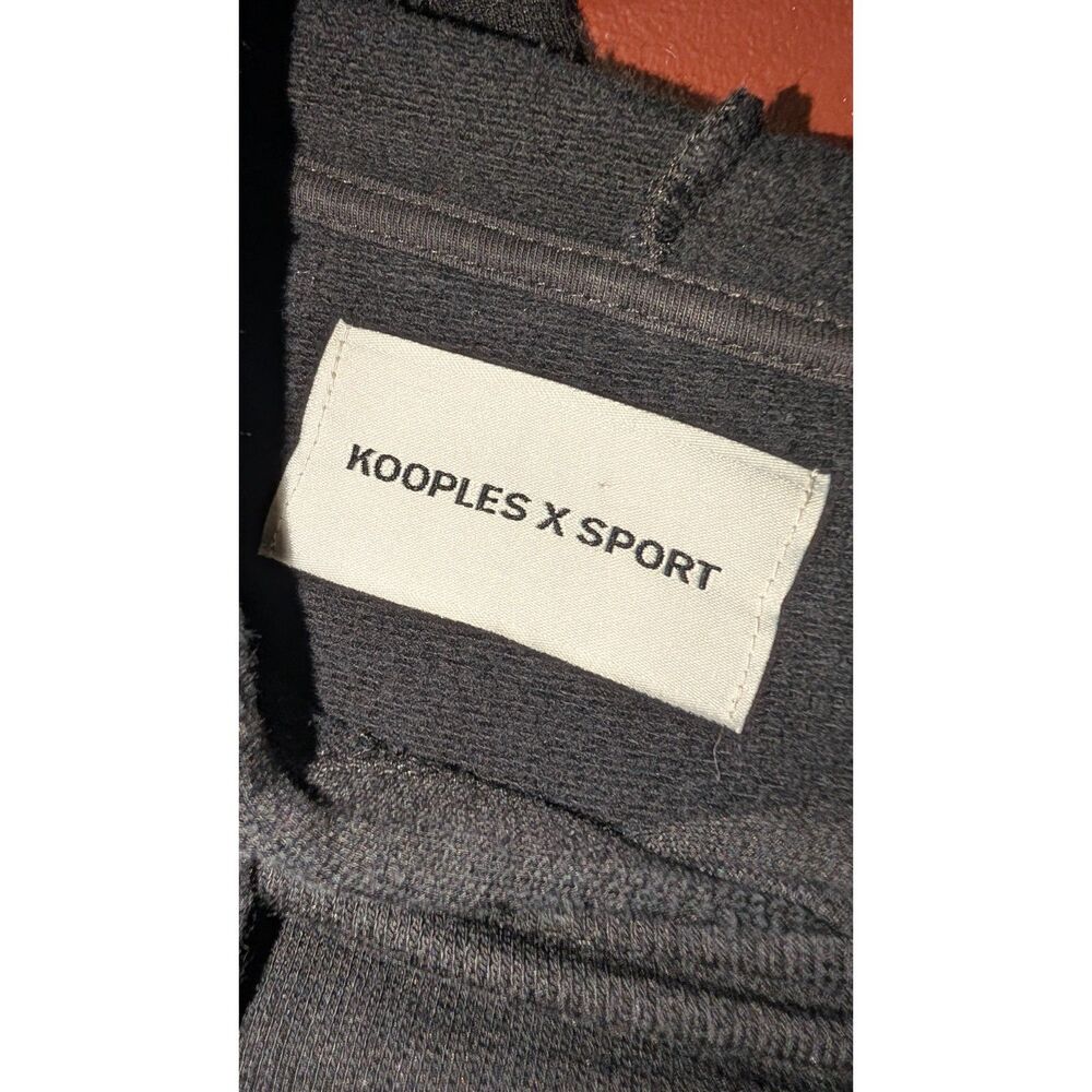 The Kooples X Sport Black Cropped Hoodie Size 2 Logo Spellout Pullover Y2K - Picture 2 of 5